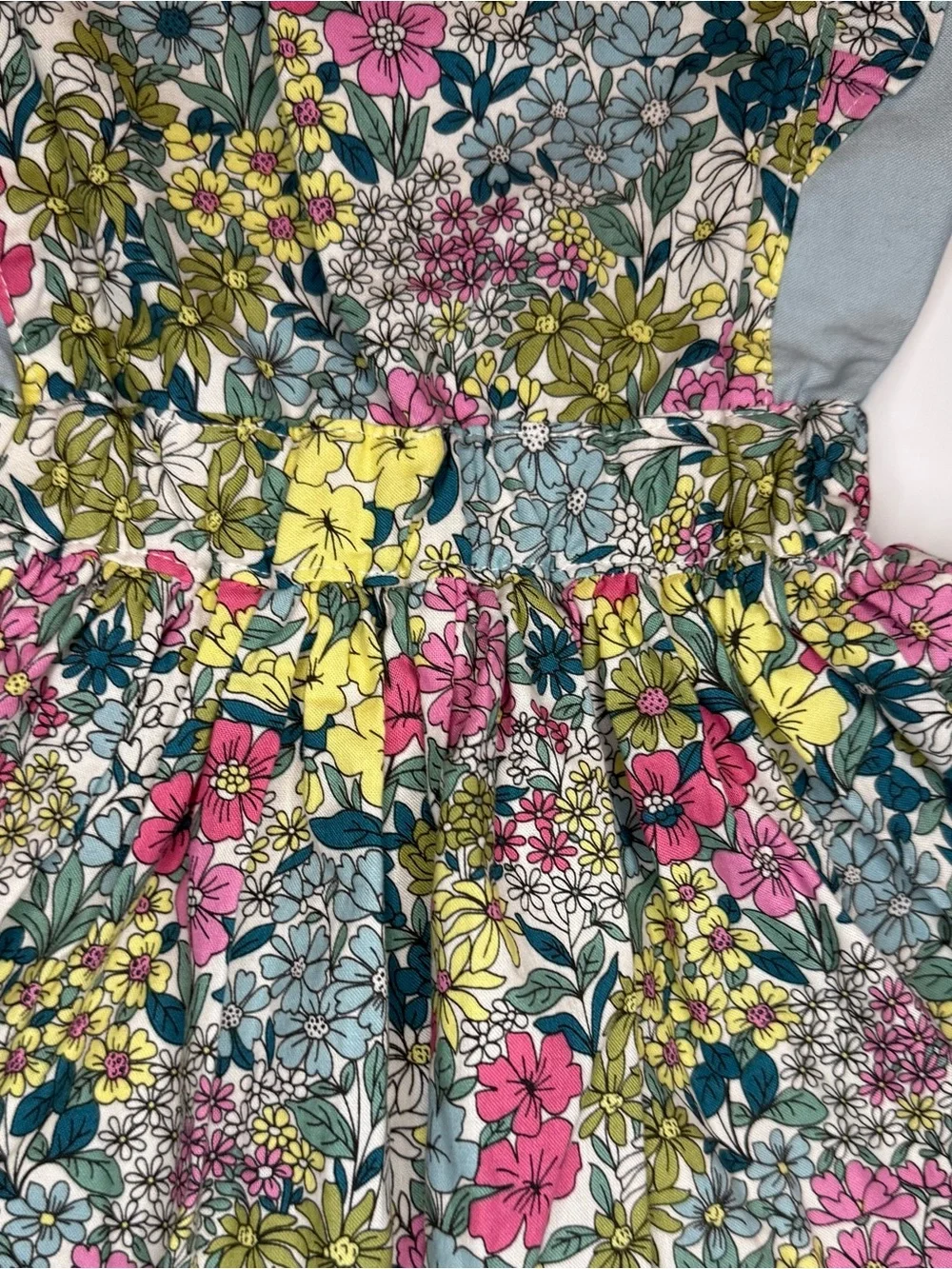 Girls Floral Ruffle Sundress in Yellow, Pink & Blue